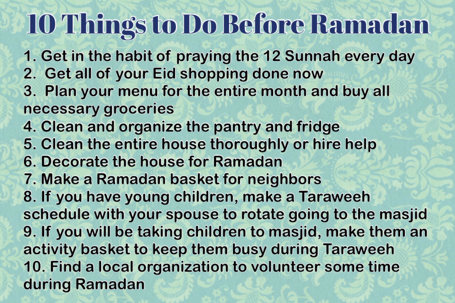 10 Things to Do Before Ramadan
